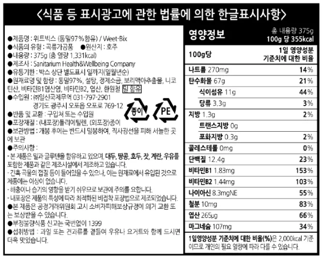 [위트빅스] 호주 국민 통밀 시리얼 바 2종