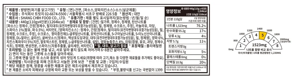 [챠밍커플] 바람으로 말린 3cm면, 뱡뱡면 4종