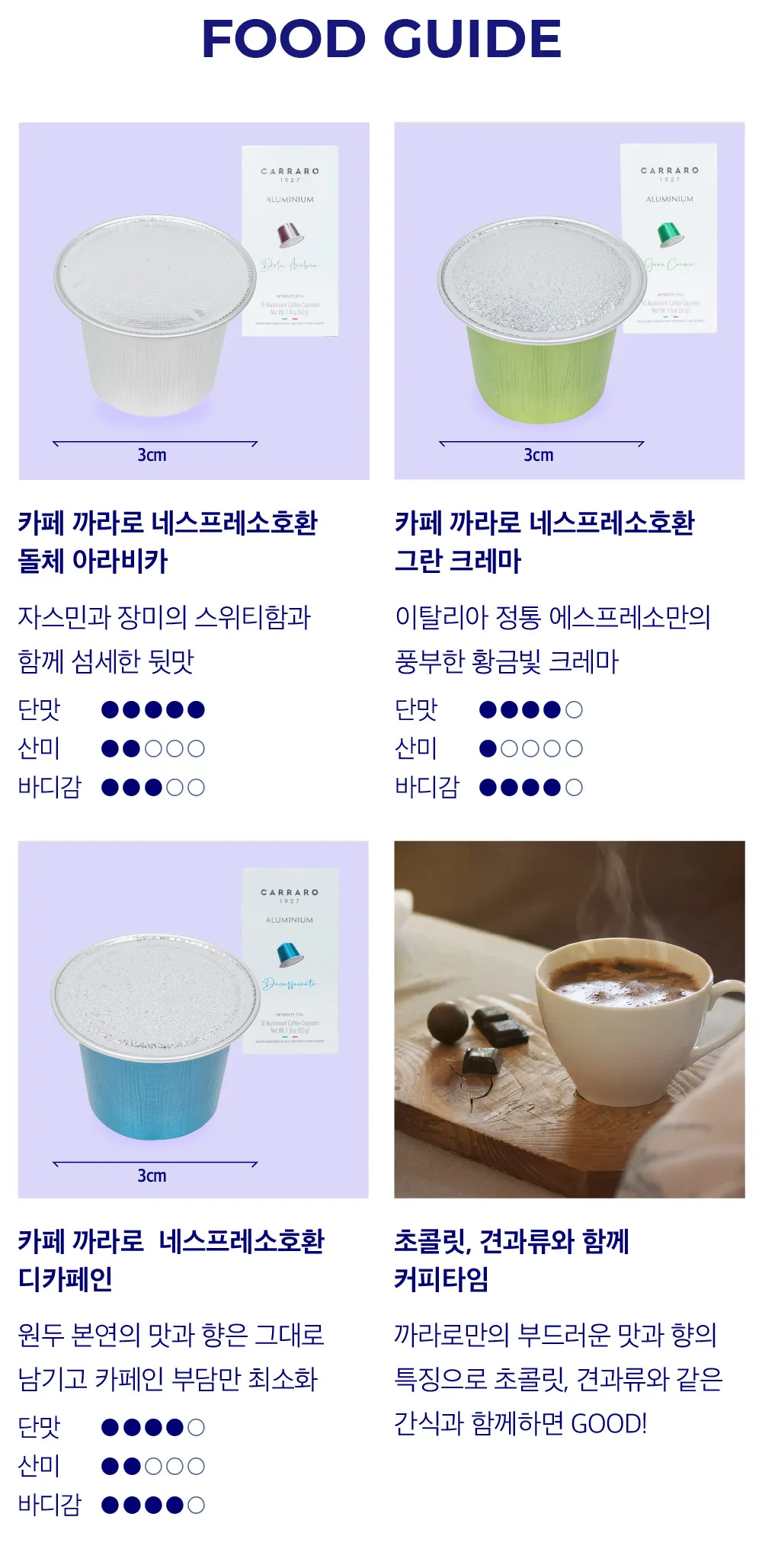 [카페까라로] 네스프레소 호환 캡슐커피 3종