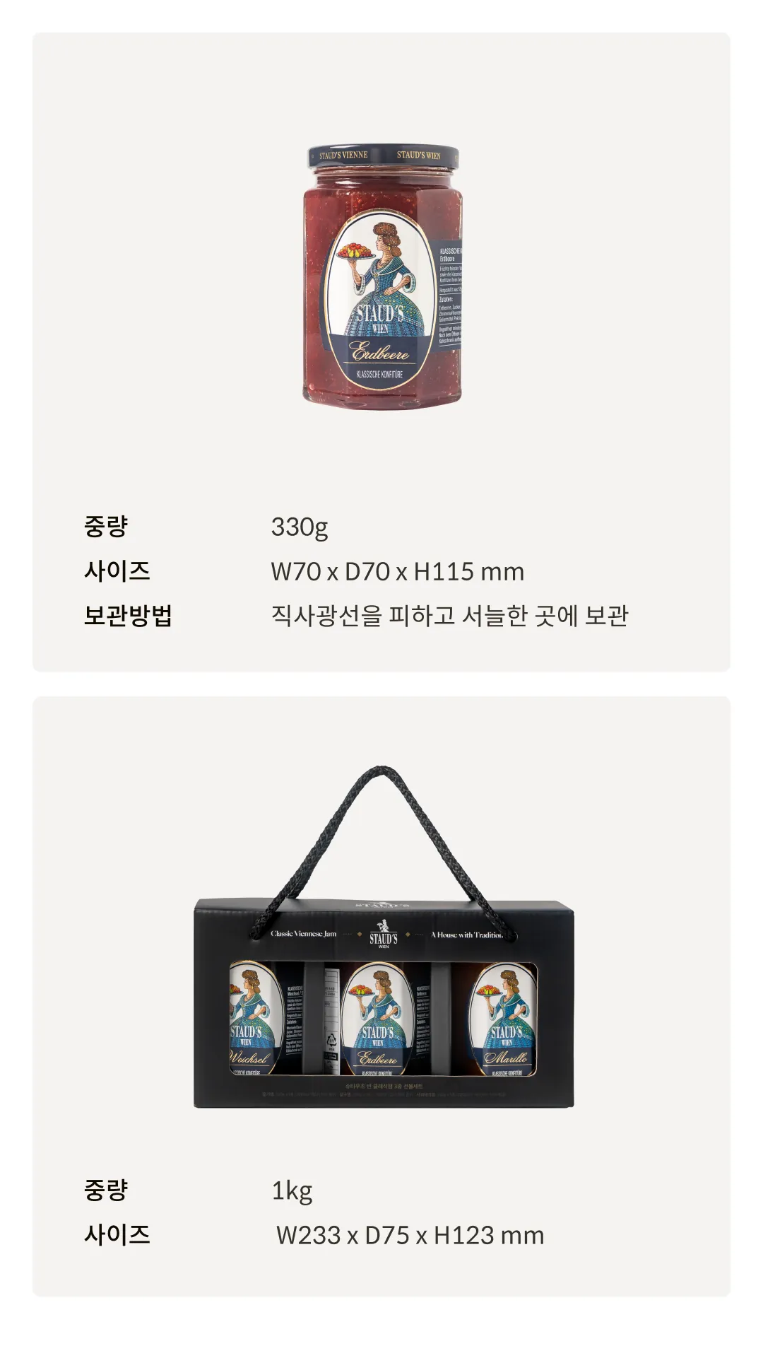 [슈타우츠빈] 클래식잼 선물세트 330g x 3종