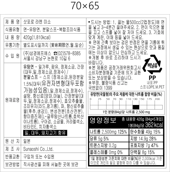 [스나오시] 삿포로 라멘 3종