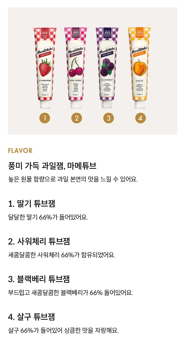 [마메튜브] 과일 튜브잼 4종