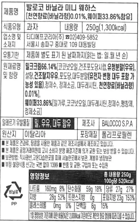 [발로코] 미니 웨하스 2종