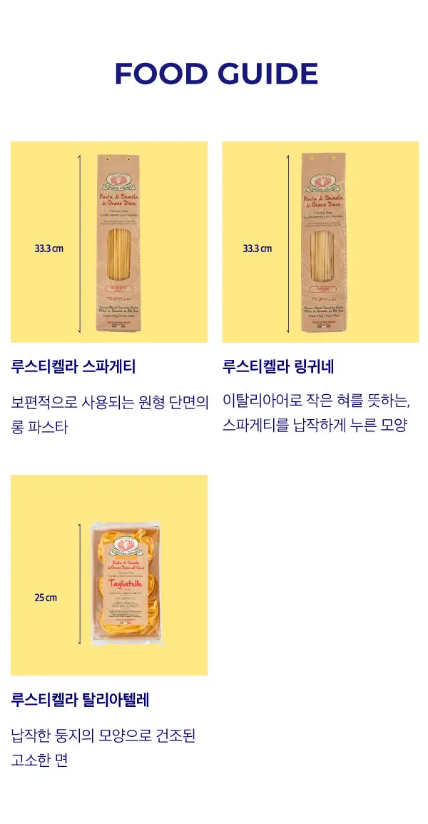 [루스티켈라] 이탈리아 듀럼밀 롱 파스타면 3종